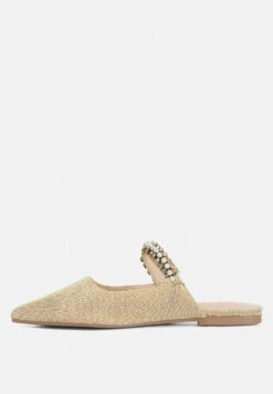 GEODE Pearl Embellished Slip On Mules In Beige -Rag & Co Shop GEODEPearlEmbellishedSlipOnMules RCSH3111 beige 10