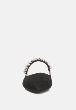 GEODE Pearl Embellished Slip On Mules In Black -Rag & Co Shop GEODEPearlEmbellishedSlipOnMules RCSH3111 black 4