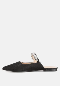 GEODE Pearl Embellished Slip On Mules In Black -Rag & Co Shop GEODEPearlEmbellishedSlipOnMules RCSH3111 black 5