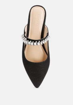 GEODE Pearl Embellished Slip On Mules In Black -Rag & Co Shop GEODEPearlEmbellishedSlipOnMules RCSH3111 black 8
