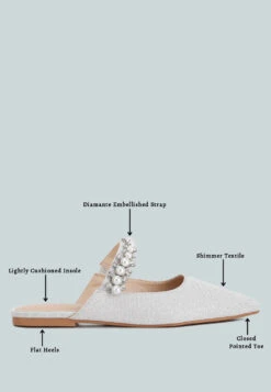 GEODE Pearl Embellished Slip On Mules In Silver 17 GEODE Pearl Embellished Slip On Mules In Silver -Rag & Co Shop GEODEPearlEmbellishedSlipOnMulesInSilver RCSH3111 silver 10