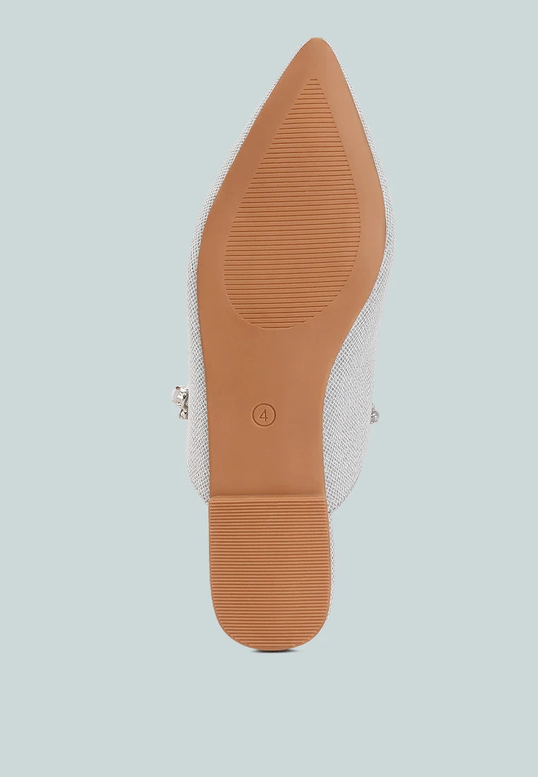 GEODE Pearl Embellished Slip On Mules In Silver 9 GEODE Pearl Embellished Slip On Mules In Silver - Image 7