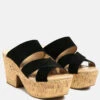 GERD Block Heeled Suede Slip-On Sandal In Black -Rag & Co Shop GERDBlockHeeledSuedeSlip OnSandalinBlack RCSH2475 Black 2