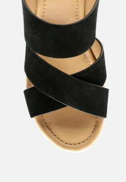 GERD Block Heeled Suede Slip-On Sandal In Black -Rag & Co Shop GERDBlockHeeledSuedeSlip OnSandalinBlack RCSH2475 Black 3