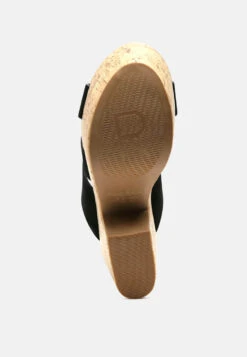 GERD Block Heeled Suede Slip-On Sandal In Black -Rag & Co Shop GERDBlockHeeledSuedeSlip OnSandalinBlack RCSH2475 Black 5