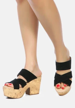 GERD Block Heeled Suede Slip-On Sandal In Black -Rag & Co Shop GERDBlockHeeledSuedeSlip OnSandalinBlack RCSH2475 Black 6