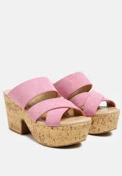 GERD Block Heeled Suede Slip-On Sandal In Pink