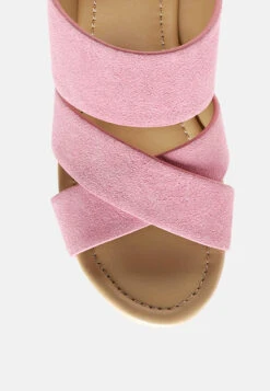 GERD Block Heeled Suede Slip-On Sandal In Pink -Rag & Co Shop GERDBlockHeeledSuedeSlip OnSandalinPink RCSH2475 Pink 3