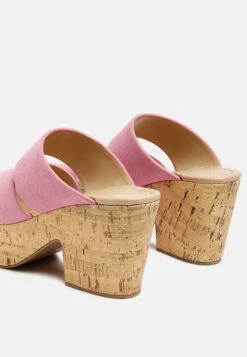 GERD Block Heeled Suede Slip-On Sandal In Pink -Rag & Co Shop GERDBlockHeeledSuedeSlip OnSandalinPink RCSH2475 Pink 4