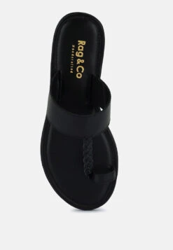 HARRIS Black Toe Ring Braided Slip Ons -Rag & Co Shop HARRISBlackToeRingBraidedSlipOns RCSH4097 BLACK 7 1854d444 46e4 4c52 a4c3 77c5bbd09bdd