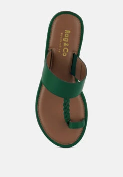 HARRIS Green Toe Ring Braided Slip Ons -Rag & Co Shop HARRISGreenToeRingBraidedSlipOns RCSH4097 GREEN 7