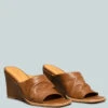 HEPBURN Tan Sliders Wedge Sandals
