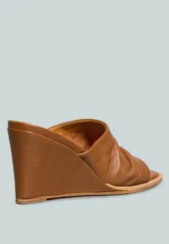 HEPBURN Tan Sliders Wedge Sandals -Rag & Co Shop HEPBURNTanSlidersWedgeSandals RCSH2401 Tan 4