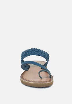 ISIDORA Blue Braided Leather Flat Sandal 11 ISIDORA Blue Braided Leather Flat Sandal -Rag & Co Shop ISIDORABraidedLeatherFlatSandal RCSH2040 blue 10