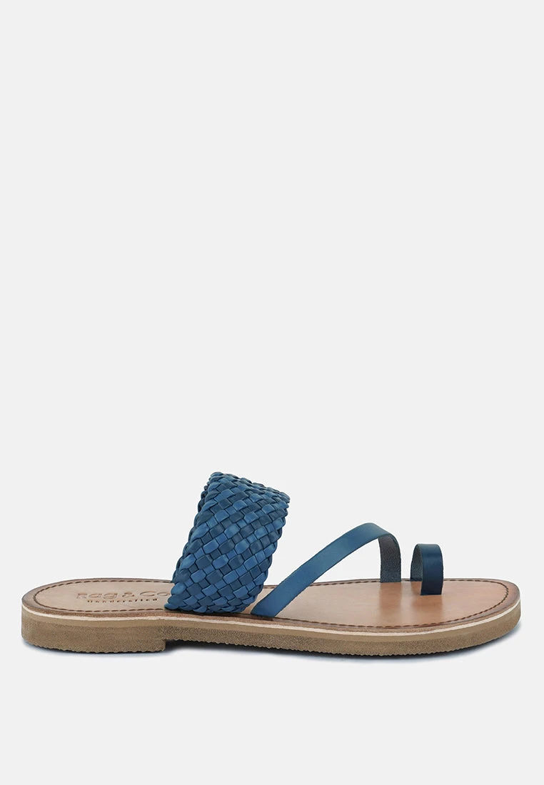 ISIDORA Blue Braided Leather Flat Sandal 4 ISIDORA Blue Braided Leather Flat Sandal - Image 2