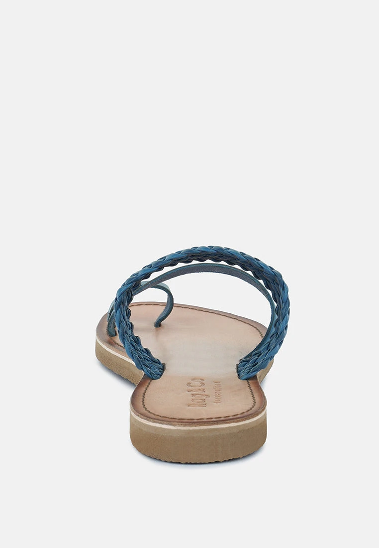 ISIDORA Blue Braided Leather Flat Sandal 7 ISIDORA Blue Braided Leather Flat Sandal - Image 5