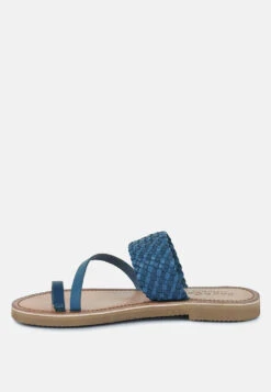 ISIDORA Blue Braided Leather Flat Sandal 12 ISIDORA Blue Braided Leather Flat Sandal -Rag & Co Shop ISIDORABraidedLeatherFlatSandal RCSH2040 blue 7