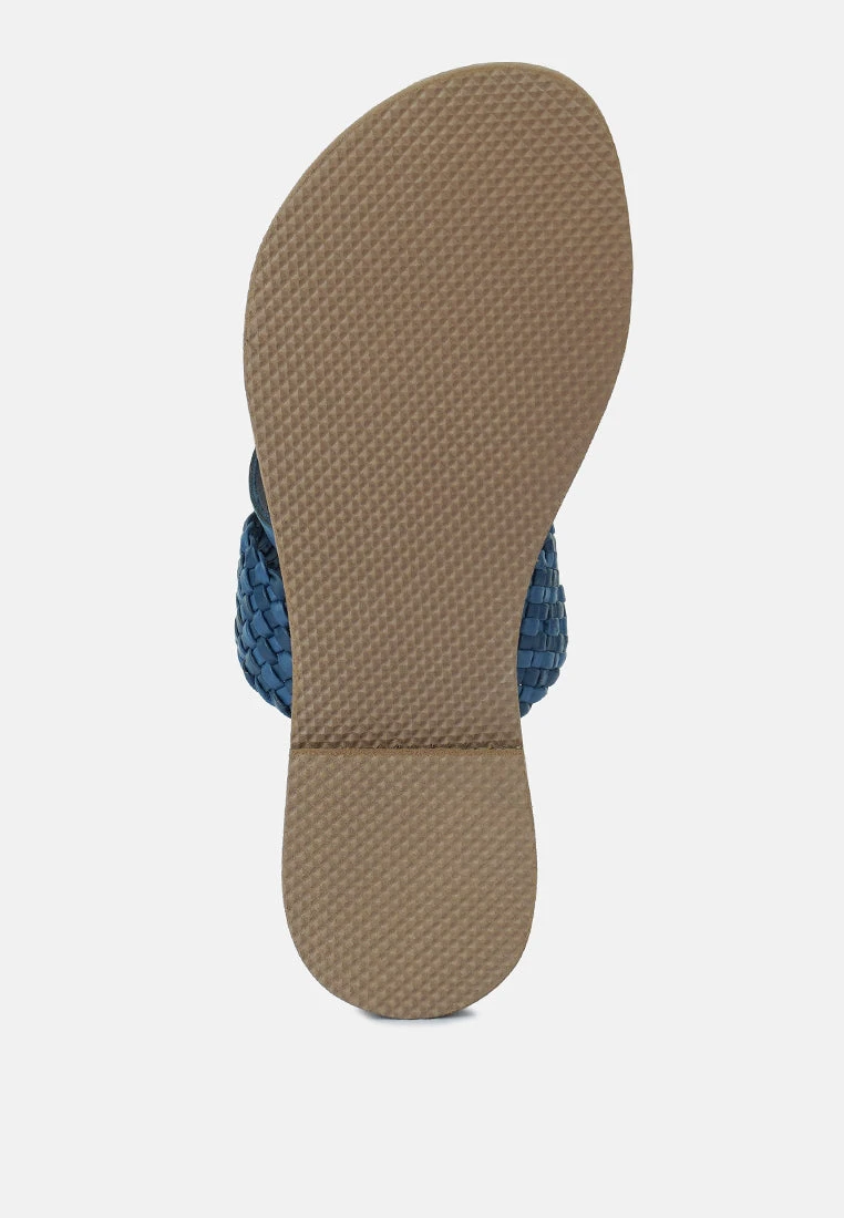 ISIDORA Blue Braided Leather Flat Sandal 9 ISIDORA Blue Braided Leather Flat Sandal - Image 7