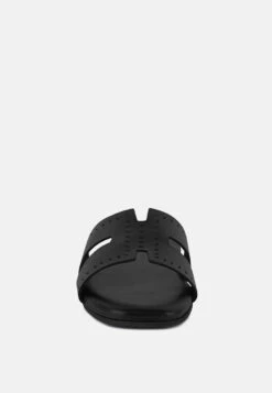 IVANKA Black Cut Out Slip On Sandals -Rag & Co Shop IVANKABlackCutOutSlipOnSandals RCSH4083 BLACK 1