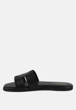 IVANKA Black Cut Out Slip On Sandals -Rag & Co Shop IVANKABlackCutOutSlipOnSandals RCSH4083 BLACK 2