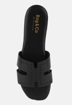 IVANKA Black Cut Out Slip On Sandals -Rag & Co Shop IVANKABlackCutOutSlipOnSandals RCSH4083 BLACK 8