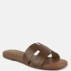 IVANKA Tan Cut Out Slip On Sandals
