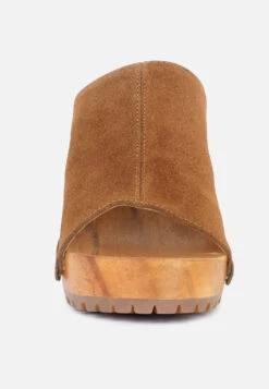 JARRAH Tan Suede Slide Clogs -Rag & Co Shop JARRAHTanSuedeSlideClogs RCSH2780 Tan 7