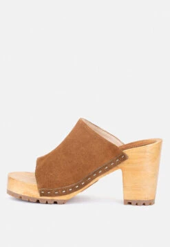 JARRAH Tan Suede Slide Clogs -Rag & Co Shop JARRAHTanSuedeSlideClogs RCSH2780 Tan 8