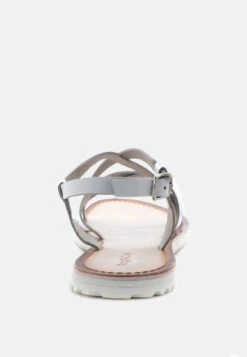 JUNE Silver Strappy Flat Leather Sandals 12 JUNE Silver Strappy Flat Leather Sandals -Rag & Co Shop JUNESilverStrappyFlatLeatherSandals RCSH1849 Silver 7