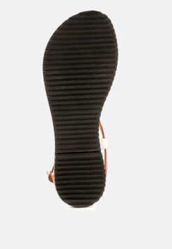 JUNE Tan Strappy Flat Leather Sandals -Rag & Co Shop JUNETanStrappyFlatLeatherSandals RCSH1849 Tan 14