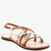 JUNE Tan Strappy Flat Leather Sandals