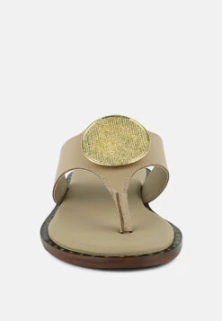 KATHLEEN Embellished Beige Slip-on Thong Sandals -Rag & Co Shop KATHLEENEmbellishedBeigeSlip onThongSandals RCSH4091 BEIGE 4