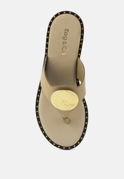 KATHLEEN Embellished Beige Slip-on Thong Sandals -Rag & Co Shop KATHLEENEmbellishedBeigeSlip onThongSandals RCSH4091 BEIGE 8