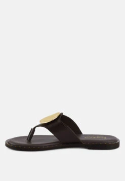 KATHLEEN Embellished Brown Slip-on Thong Sandals -Rag & Co Shop KATHLEENEmbellishedBrownSlip onThongSandals RCSH4091 BROWN 2
