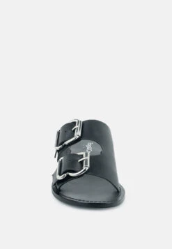 KELLY Black Flat Sandal With Buckle Straps -Rag & Co Shop KELLYBlackFlatSandalwithBuckleStraps RCSH 1854black 3