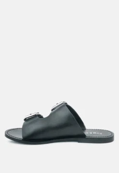 KELLY Black Flat Sandal With Buckle Straps -Rag & Co Shop KELLYBlackFlatSandalwithBuckleStraps RCSH 1854black 5
