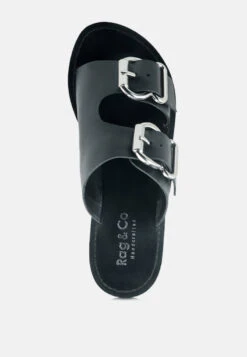 KELLY Black Flat Sandal With Buckle Straps -Rag & Co Shop KELLYBlackFlatSandalwithBuckleStraps RCSH 1854black 7