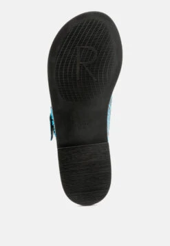 KELLY Blue Flat Sandal With Buckle Straps -Rag & Co Shop KELLYBlueFlatSandalwithBuckleStraps RCSH1854 Blue 13