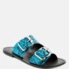 KELLY Blue Flat Sandal With Buckle Straps -Rag & Co Shop KELLYBlueFlatSandalwithBuckleStraps RCSH1854 Blue 2