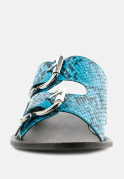 KELLY Blue Flat Sandal With Buckle Straps -Rag & Co Shop KELLYBlueFlatSandalwithBuckleStraps RCSH1854 Blue 3