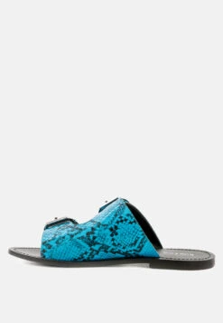 KELLY Blue Flat Sandal With Buckle Straps -Rag & Co Shop KELLYBlueFlatSandalwithBuckleStraps RCSH1854 Blue 4