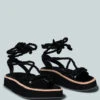 KENDALL Strings Platform Leather Sandal In Black