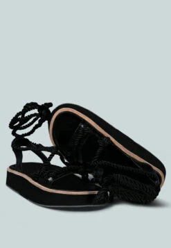 KENDALL Strings Platform Leather Sandal In Black -Rag & Co Shop KENDALLStringsPlatformLeatherSandalinBlack RCSH2377 Black 3