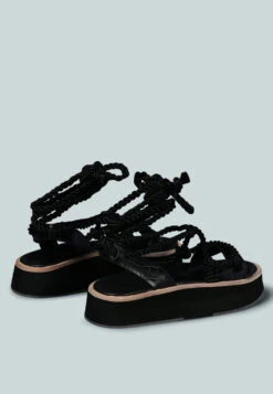 KENDALL Strings Platform Leather Sandal In Black -Rag & Co Shop KENDALLStringsPlatformLeatherSandalinBlack RCSH2377 Black 5