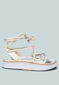 KENDALL Strings Platform Leather Sandal In White -Rag & Co Shop KENDALLStringsPlatformLeatherSandalinWhite RCSH2377 White 1