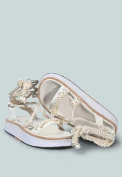 KENDALL Strings Platform Leather Sandal In White -Rag & Co Shop KENDALLStringsPlatformLeatherSandalinWhite RCSH2377 White 3