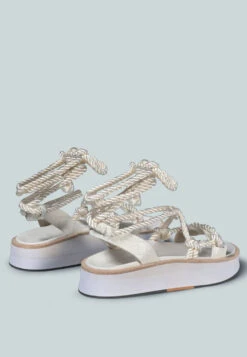 KENDALL Strings Platform Leather Sandal In White -Rag & Co Shop KENDALLStringsPlatformLeatherSandalinWhite RCSH2377 White 4