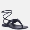 WRAP-UP Tie Around Black Flat Sandals