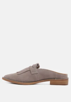 LENA Taupe Genuine Suede Mules -Rag & Co Shop LENATaupeSuedeWalkingLoaferMules RCSH2225 Taupe 3
