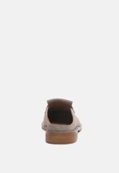 LENA Taupe Genuine Suede Mules -Rag & Co Shop LENATaupeSuedeWalkingLoaferMules RCSH2225 Taupe 6